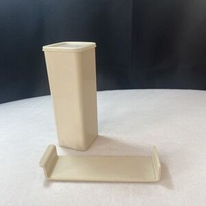 Vintage Tupperware Cheese Keeper  1696-5 With Clear Lid  1697-6 & Tray Almond